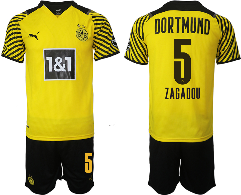 Men 2021-2022 Club Borussia Dortmund home #5 yellow Soccer Jersey->borussia dortmund jersey->Soccer Club Jersey